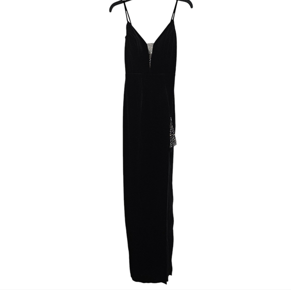 NEW Windsor Ramona Black Rhinestone Detail Velvet Mesh Formal Dress Gown 5 - Picture 1 of 7